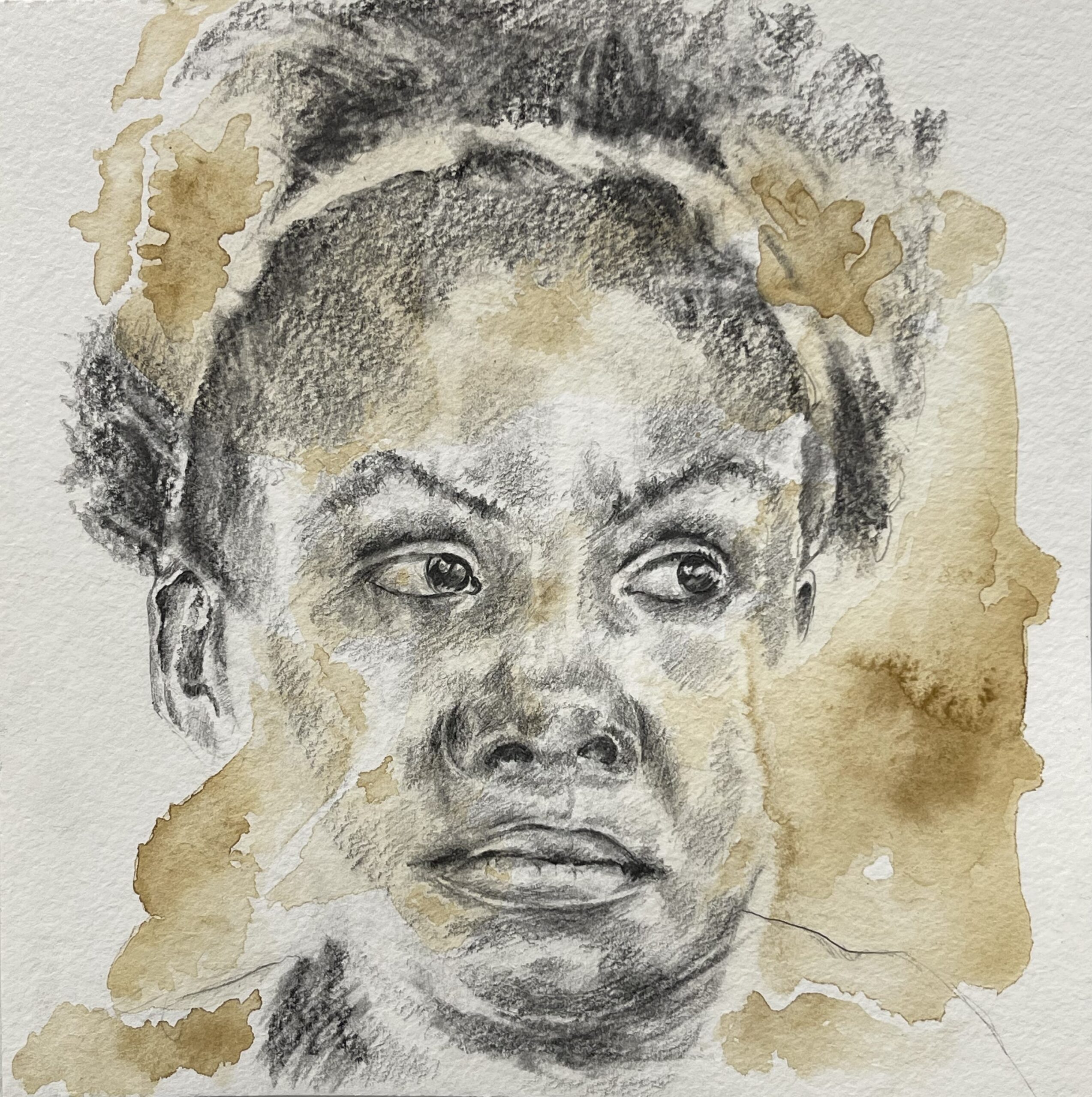 Francia Marquez Invisible Francia, 2023, graphite and watercolor, 8” x 8”